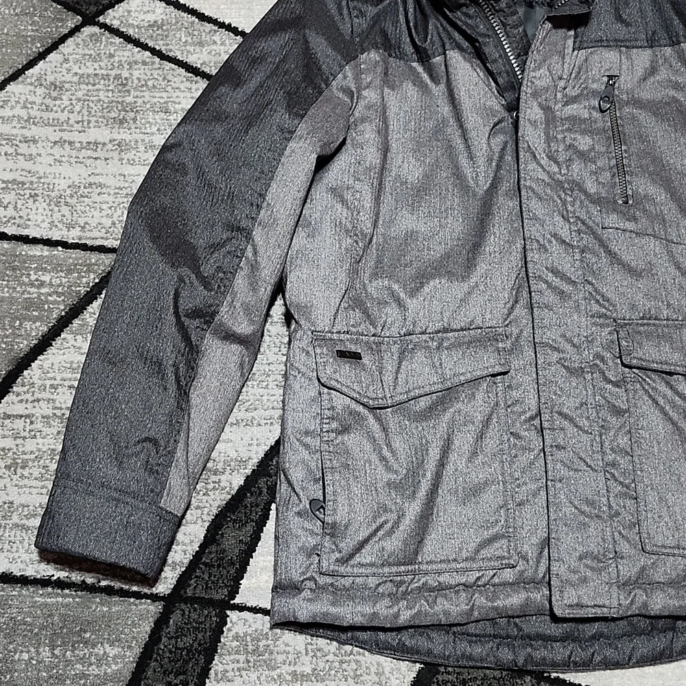 XBLK BY ZEROXPOSUR GRAY & BLACK INSULATED FAUX-FUR HOODIE JACKET COAT - Picture 10 of 16
